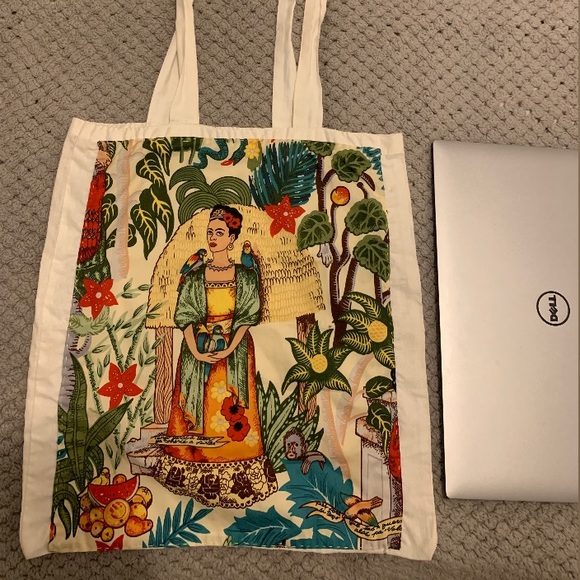 Tote bag with mexican artist Frida Kahlo (cotton). Exclusive and OOAK! - Picture 3 of 3